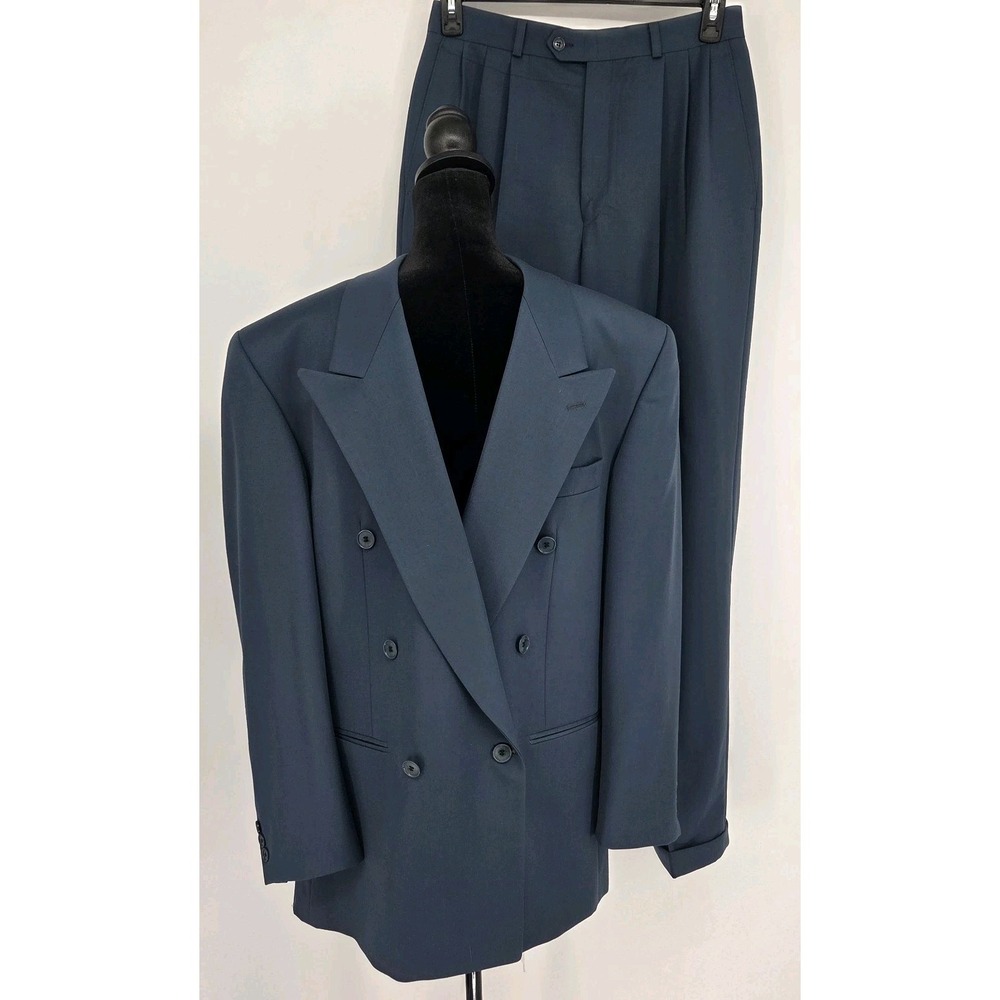 Carlo Mandrone Mens Wool Suit 40R Slate Blue 2 Piece 30x33 Canada
